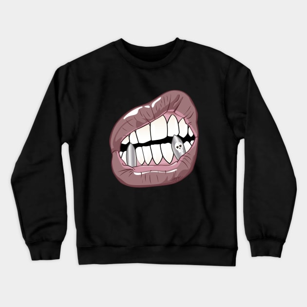 Mouth with Silver Teeth (for Face Mask) Crewneck Sweatshirt by madebystfn